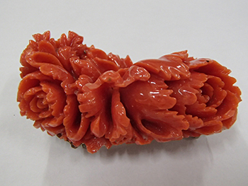 赤珊瑚 コーラル 帯留め ブローチ 彫刻 花 37.6g 高価買取しました