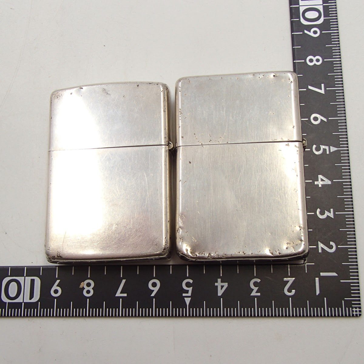 zippo 1980年代 スターリングシルバー製 斜めカット筆記体　2個セット