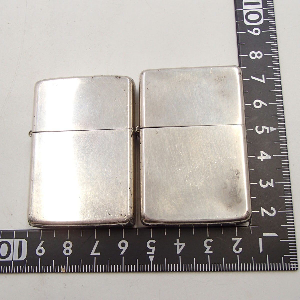 zippo 1980年代 スターリングシルバー製 斜めカット筆記体　2個セット　アップ