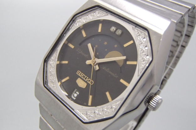 セイコー5　ムーンフェイズ　腕時計　6347-601A　自動巻き　23石　メンズ時計　コレクション　風防