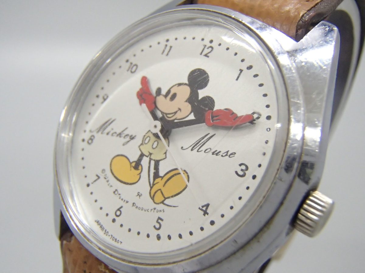 ☆可動品☆ Disney ディズニー ミッキー 5000-7000 手巻き 現状渡し メンズ腕時計 ウォルト ディズニー ・ ミッキーマウス　風防