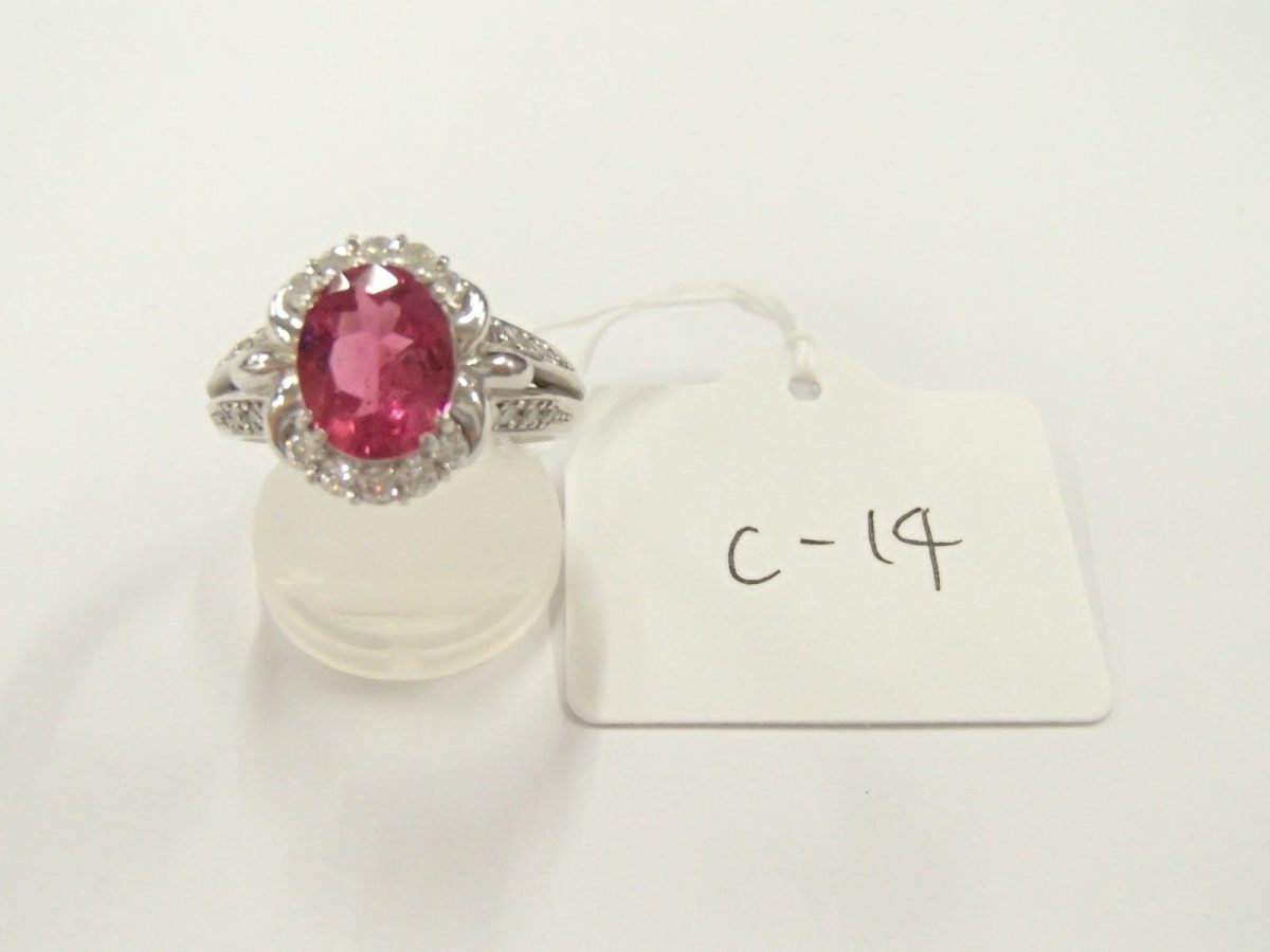 PT900　12.2g　トルマリン　2.37CT　ダイヤモンド　0.41CT