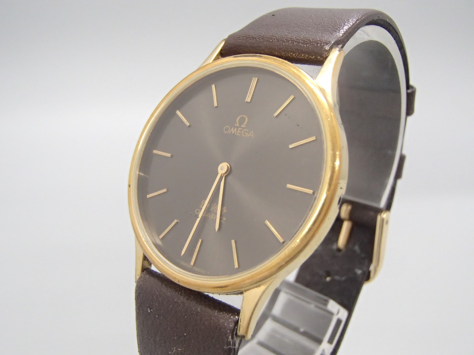 ジャンク品】OMEGA オメガデビルメンズクオーツ腕時計1365