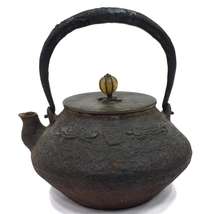 光玉堂造 鉄瓶 鉄器 梨地 直径約12.5cm 茶道具 茶器