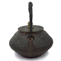 光玉堂造 鉄瓶 鉄器 梨地 直径約12.5cm 茶道具 茶器