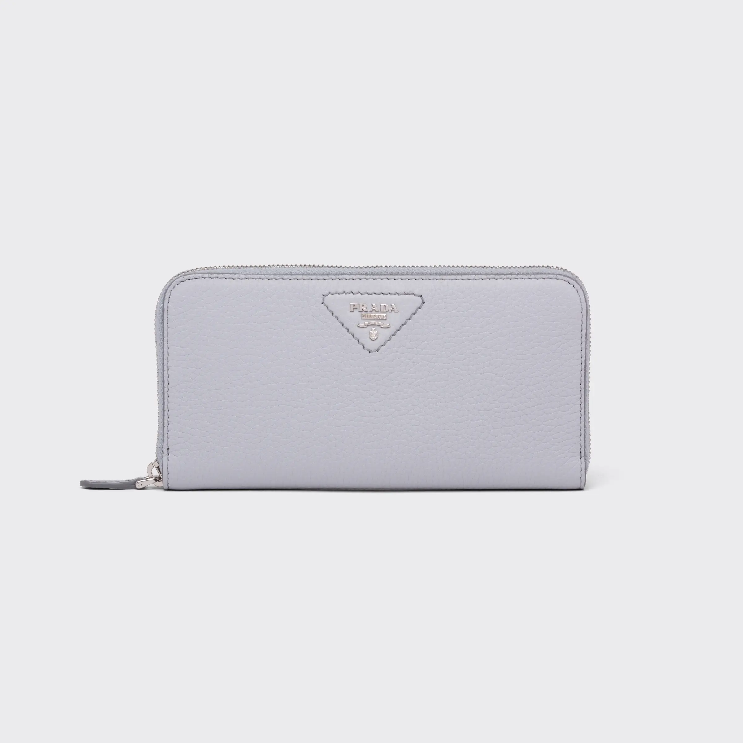 プラダ ヴィッテロダイノレザー ジップアラウンド長財布  素材:レザー 色:コーンフラワーブルー/ブラック/グレー/ウォーターリリー