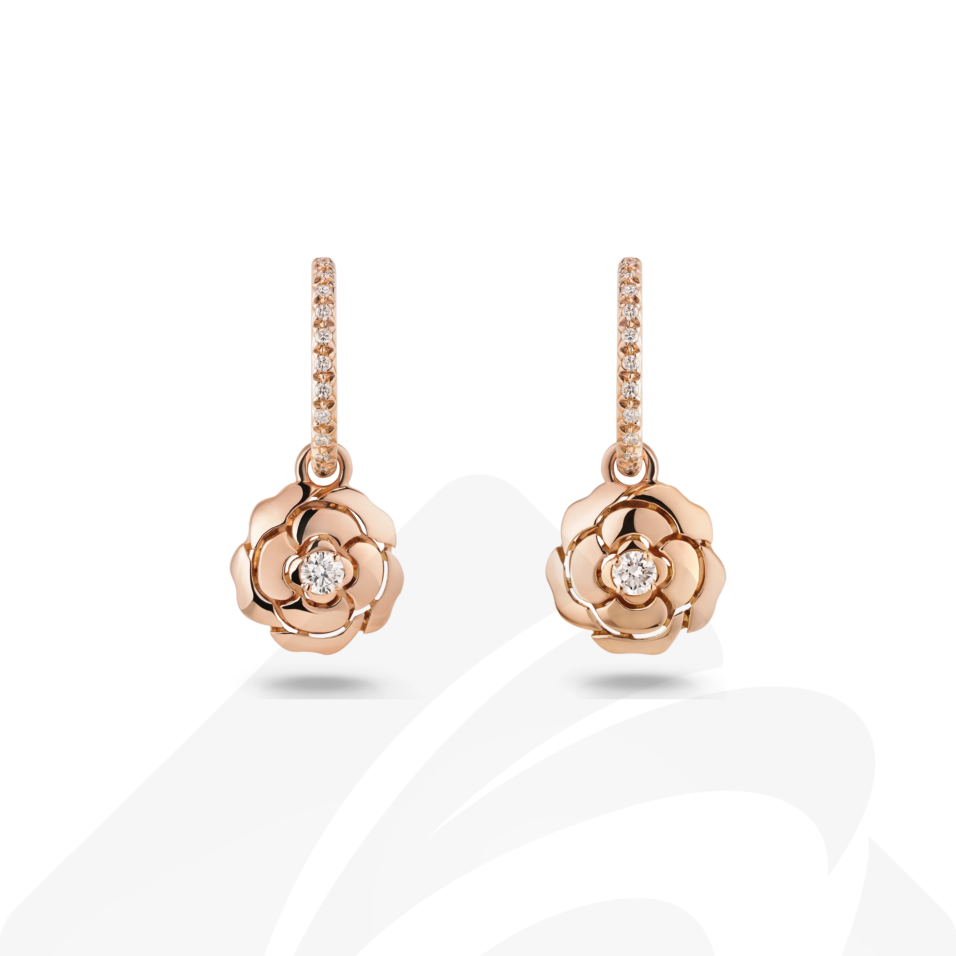 シャネル カメリア コレクション イヤリング  素材:18Kピンクゴールド、ダイヤモンド 色:ピンクゴールド