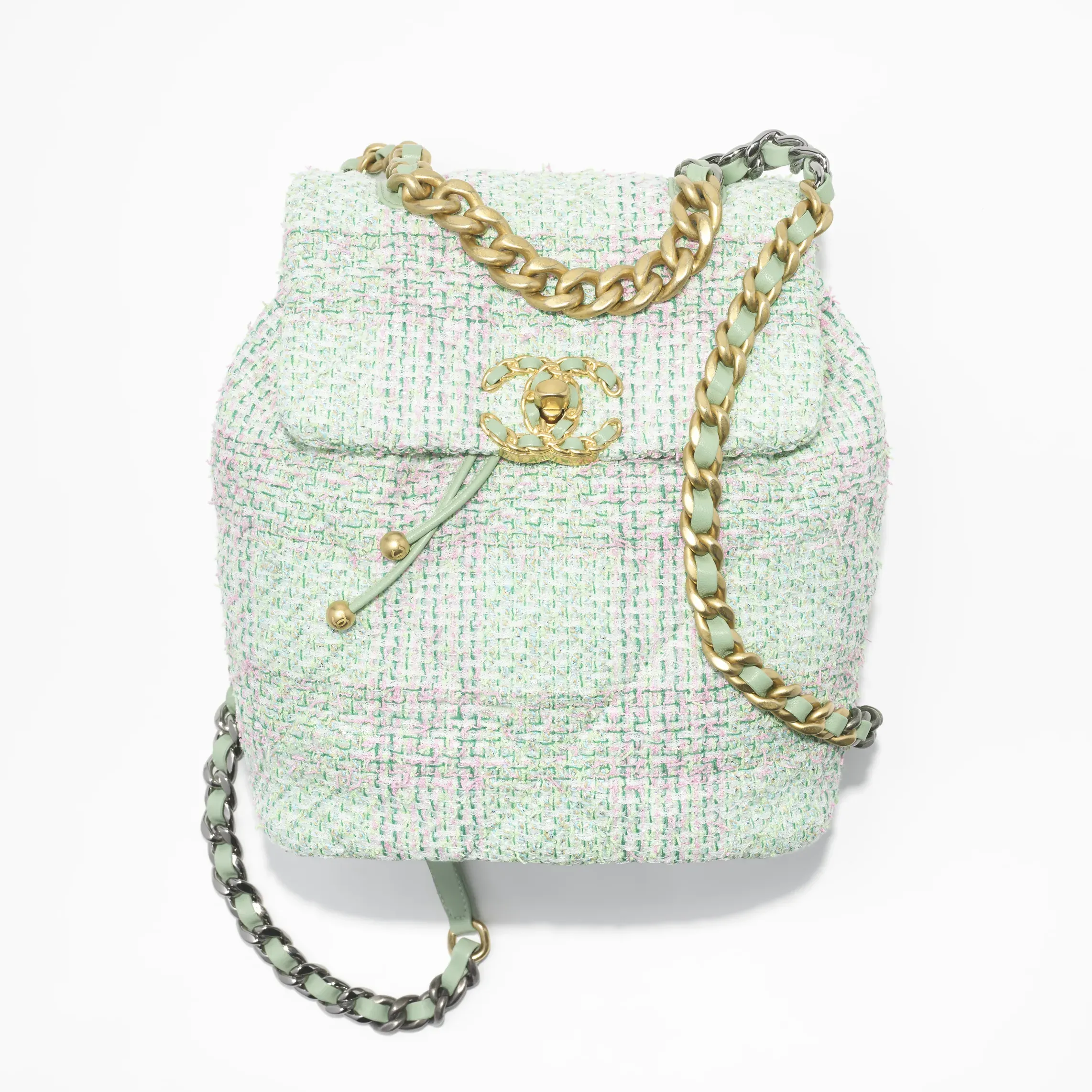 シャネル CHANEL 19 バックパック 素材:ツイード 色:グリーン、ピンク & ターコイズ
ホワイト & ブラック