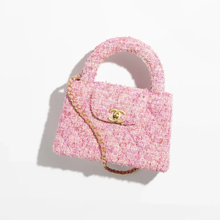 シャネル ミニ ショッピング バッグ  素材:コットン ツイード 色:ピンク & エクリュ