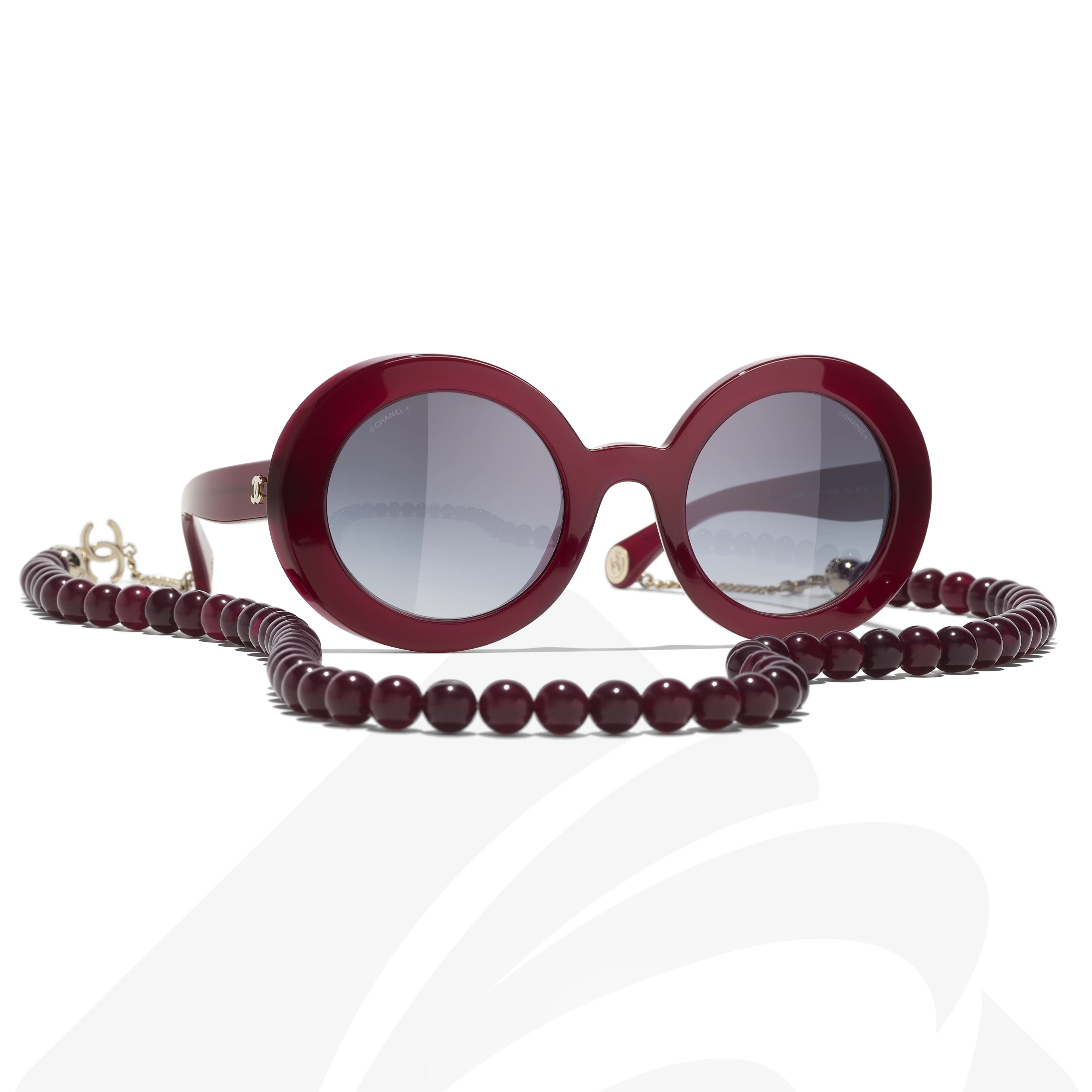 シャネル ラウンド シェイプ アイウェア  素材:カラー:バーガンディー & ゴールド/ダークブルー & ゴールド/ブラウン & ゴールド/ダークグリーン & ゴールド 色:アセテート