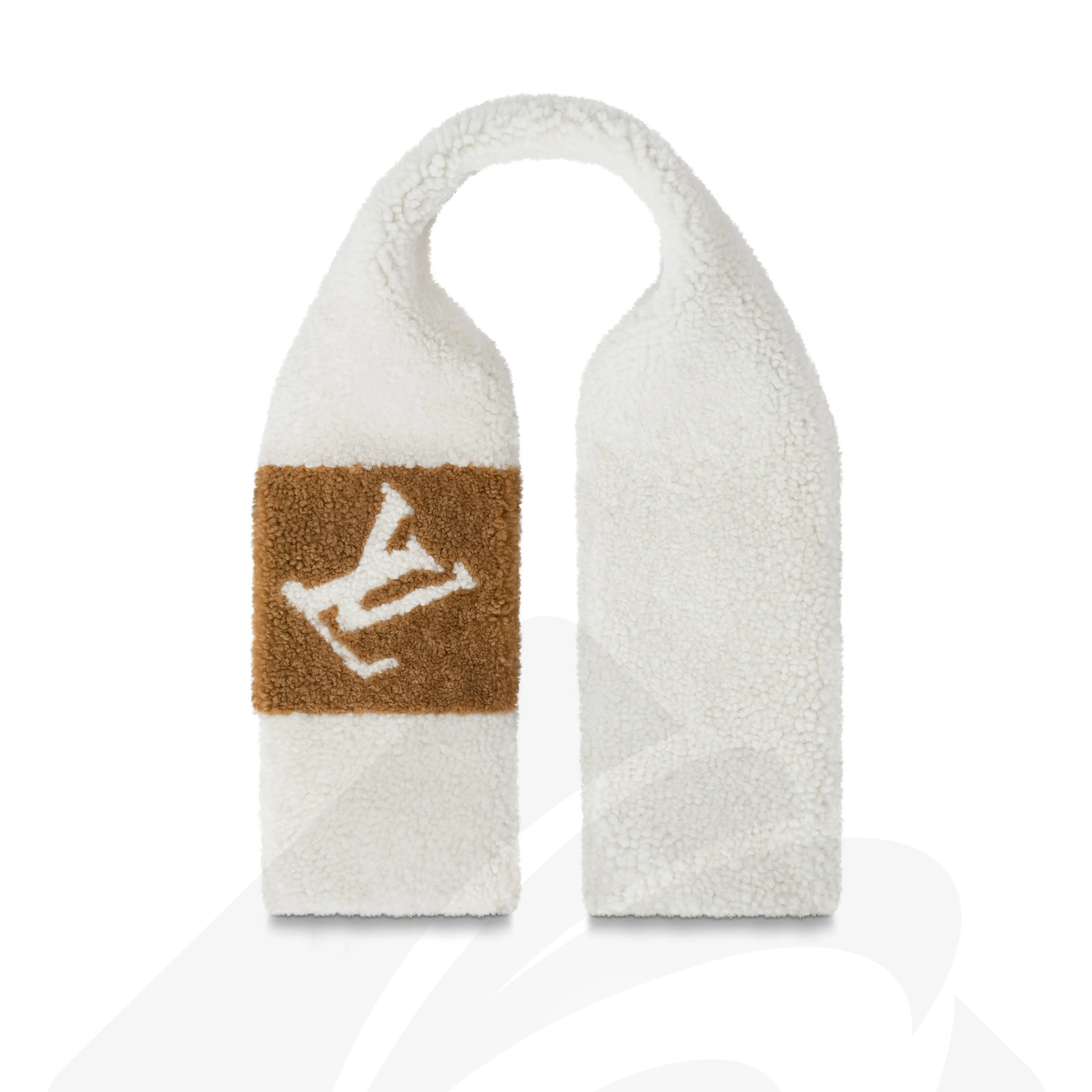 ルイ・ヴィトン マフラー・ネバー フリーズ シャーリング 素材:ムートン100%
シルク100%(裏地) 色:白×ベージュ