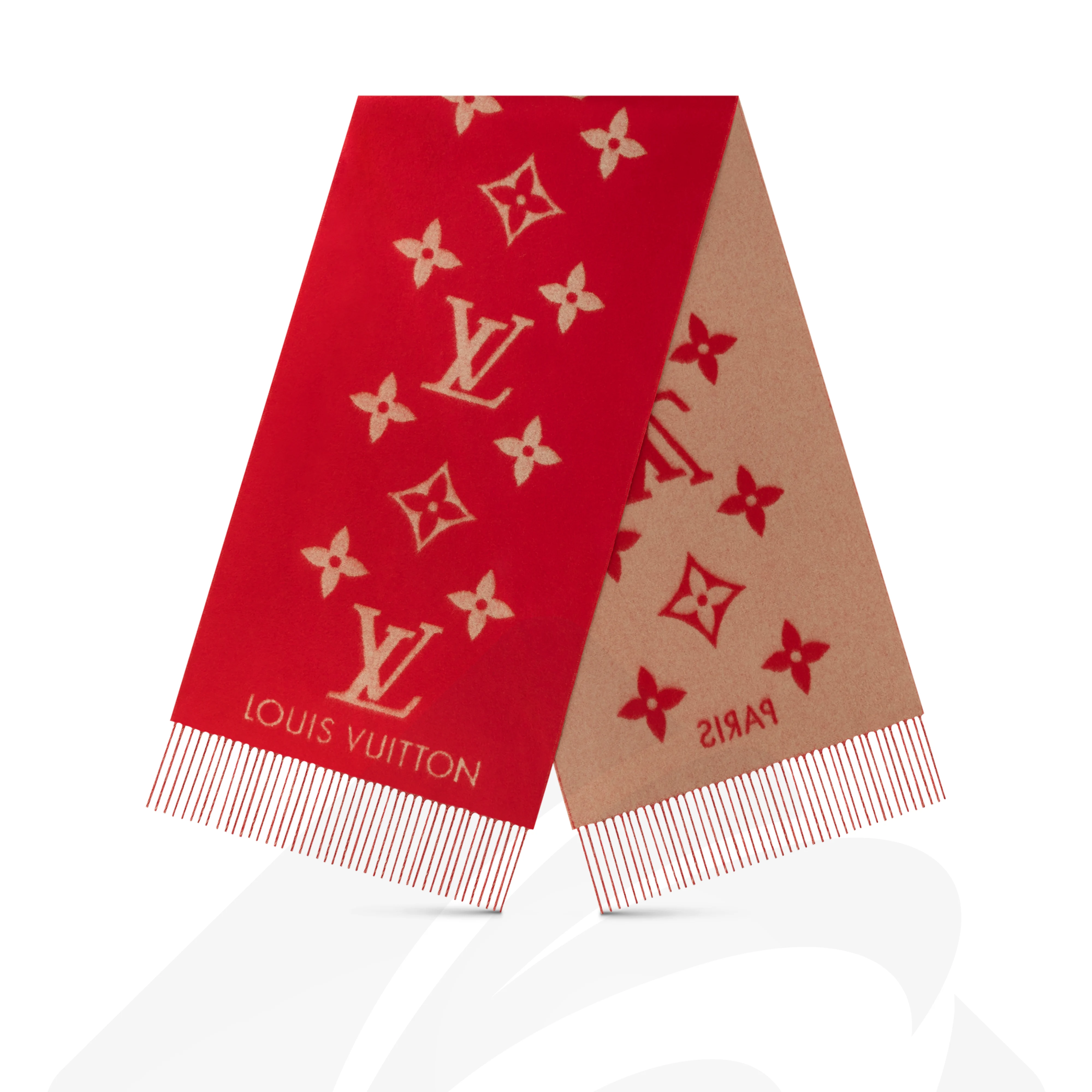 ルイ・ヴィトン マフラー・レイキャビック 素材:カシミア 色:ルージュ