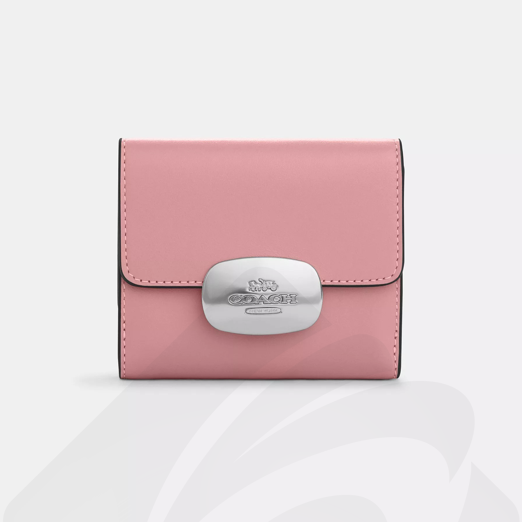 コーチ エライザ スモール ウォレット  素材:リファインドカーフレザー 色:トゥルーピンク/シルバー