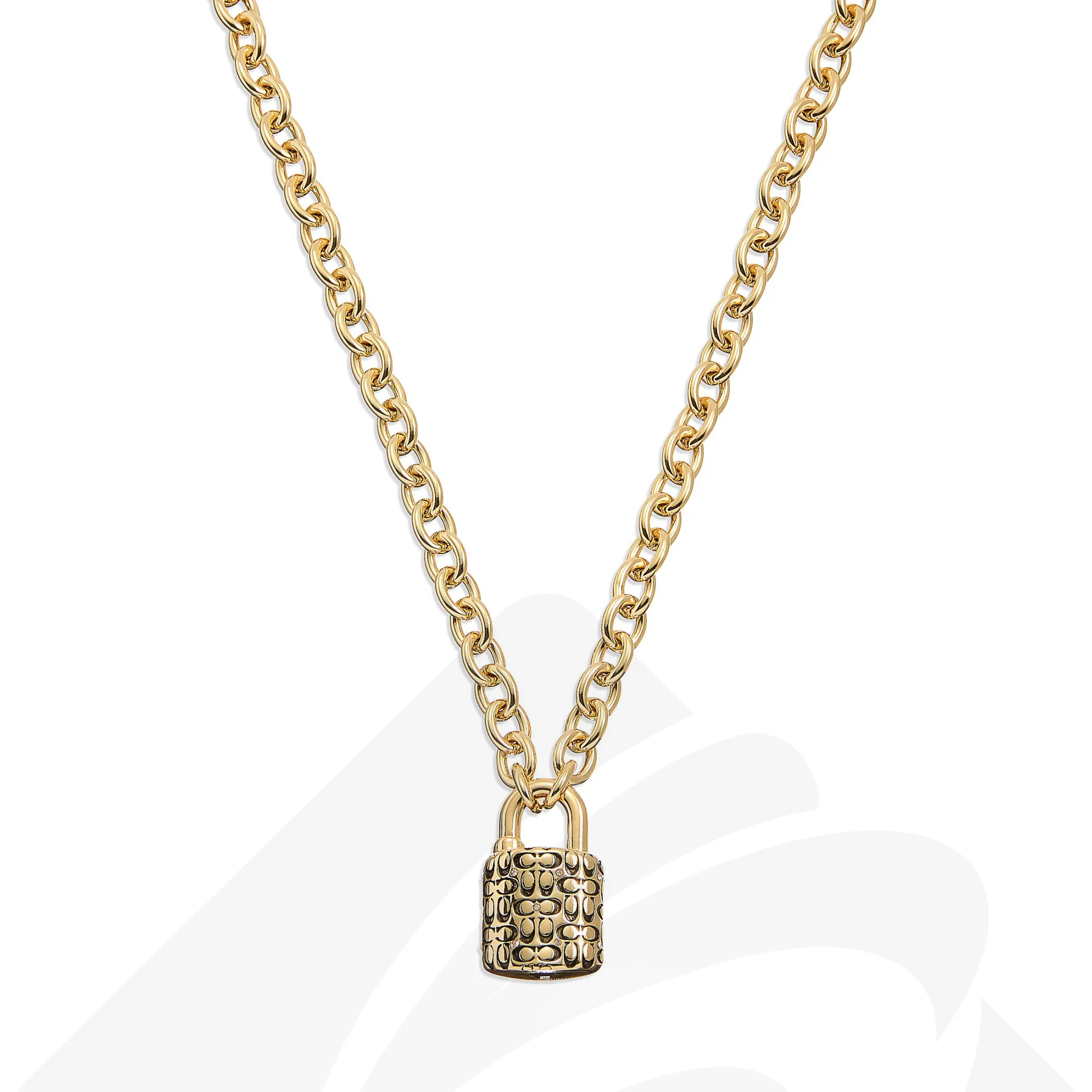 コーチ キルテッド パッドロック チェーン ネックレス  素材:-- 色:ゴールド/ブラック