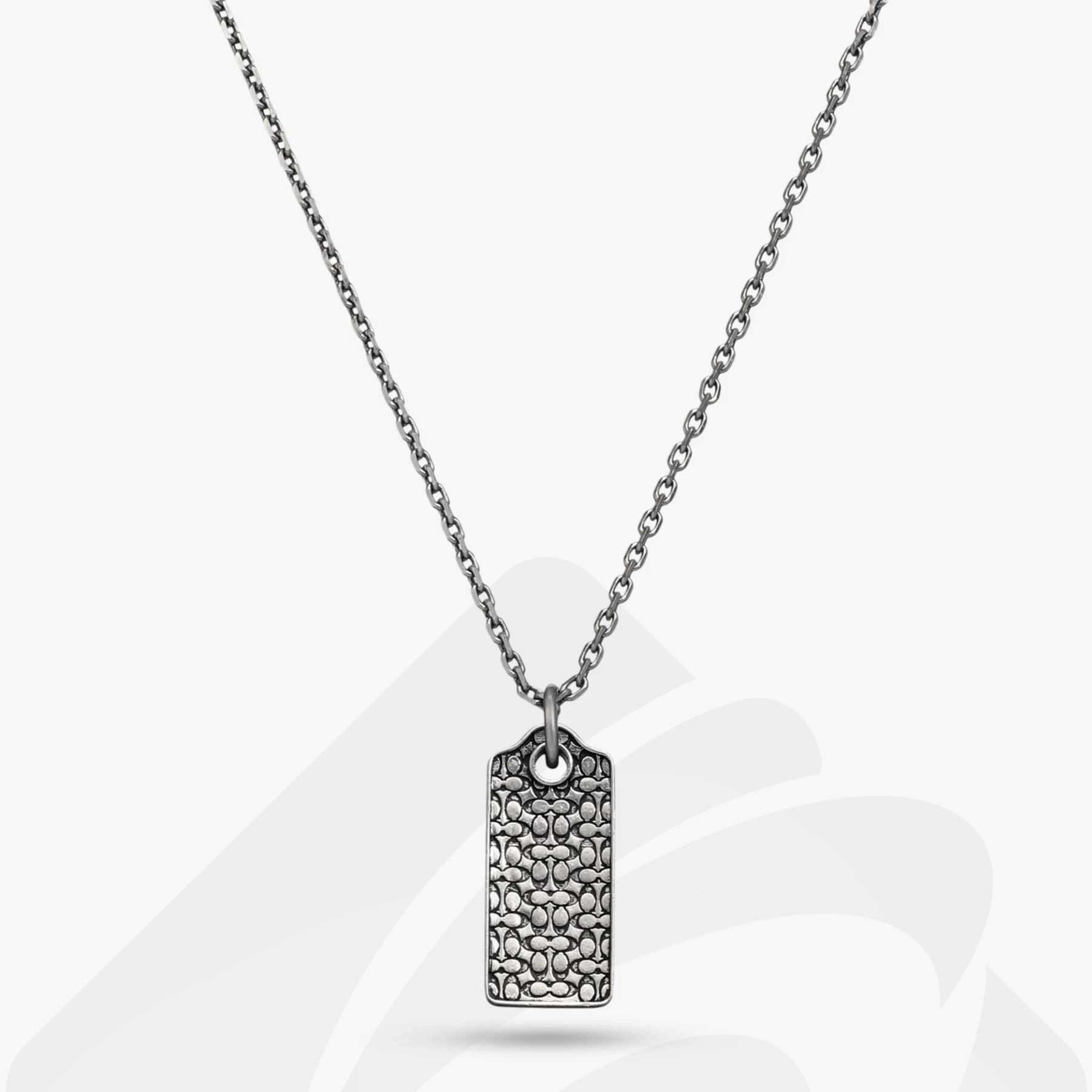 コーチ スターリングシルバー キルティング ハングタグ ロング ペンダント ネックレス  素材:-- 色:シルバー