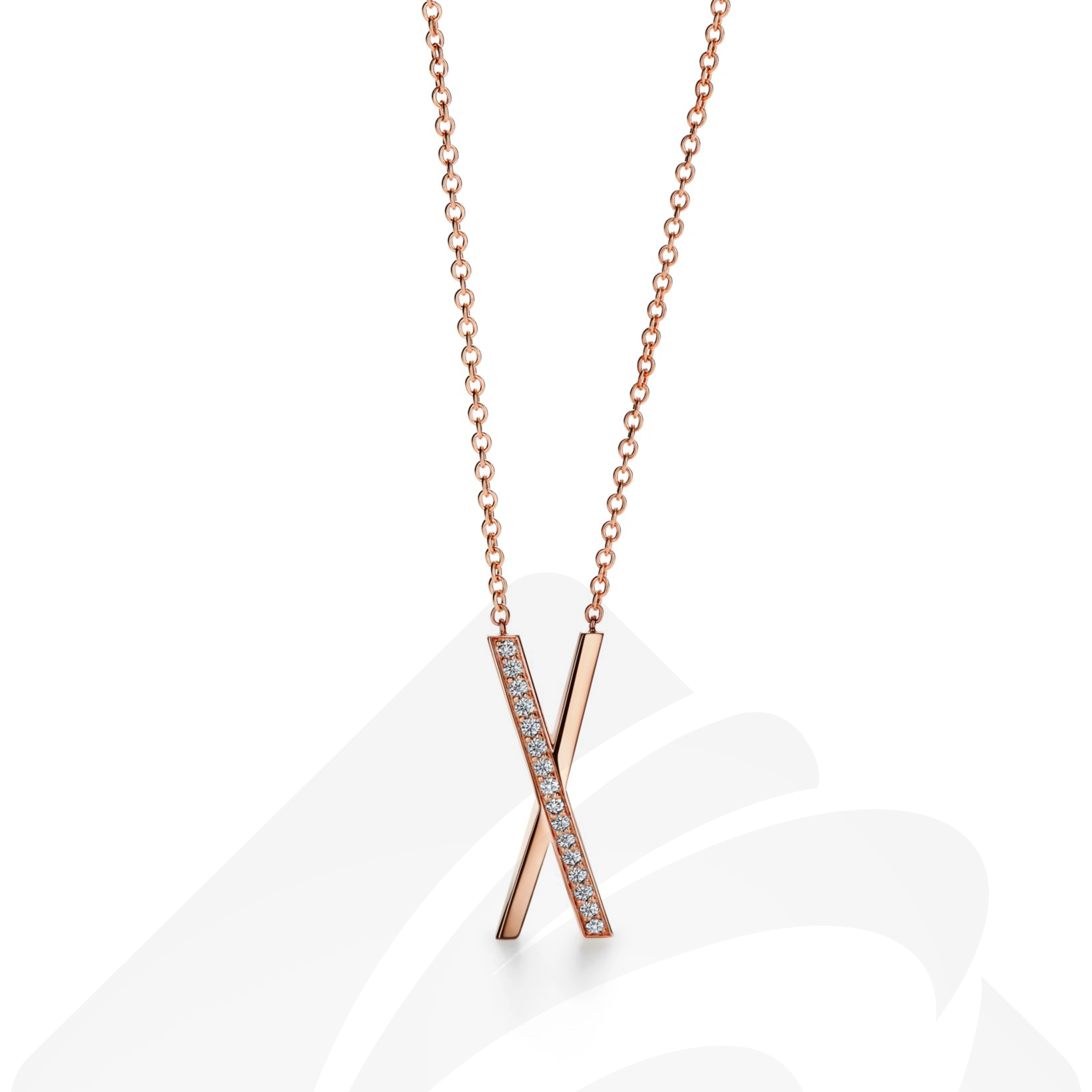 ティファニー X ペンダント  素材:18K ローズゴールドに10石以上のラウンド ブリリアント カット ダイヤモンドをセッティング 色:--