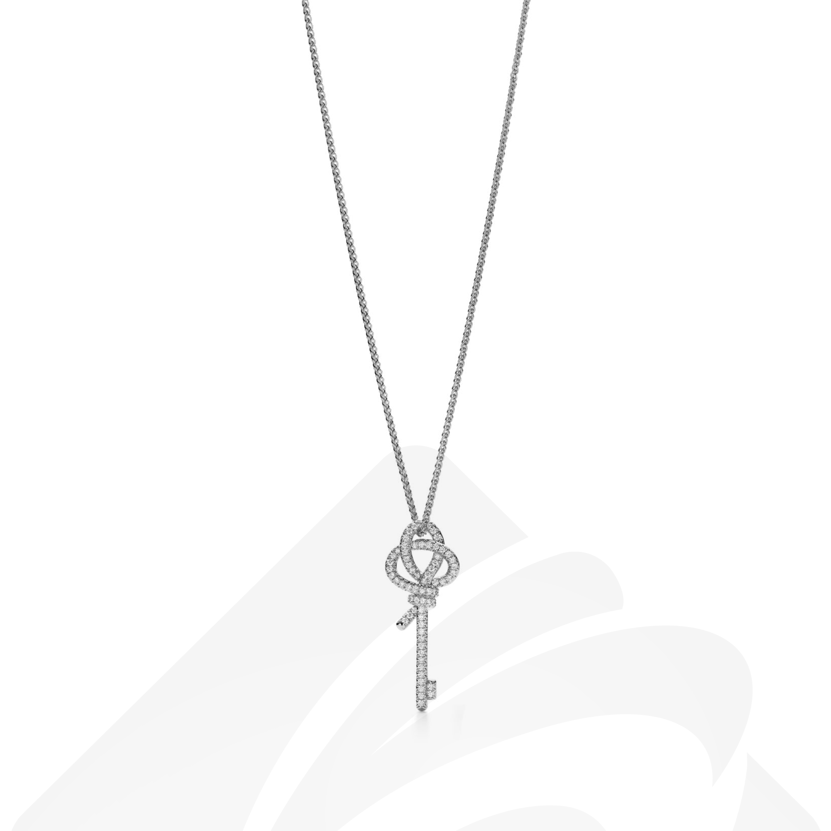 ティファニー ウォーブン キー ミディアム キー ペンダント  素材:プラチナにダイヤモンドをセッティング 色:--