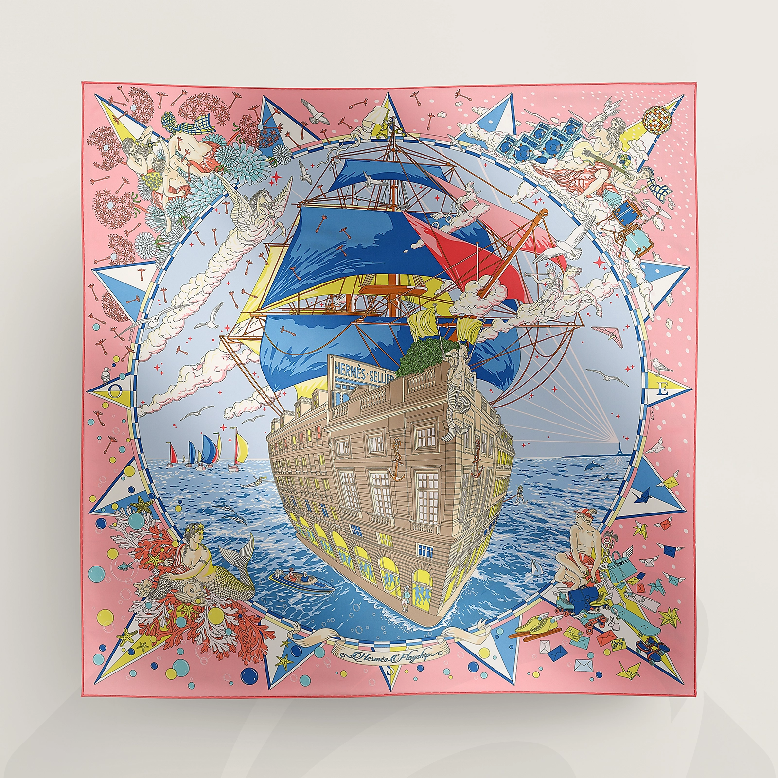 エルメス カレ 90 《エルメス・フラッグシップ》 素材:シルクツイル
絹 100% 色:・ローズ・ボンボン / ブルー / マルチカラー
・マリン・フォンセ / イエロー / ブルー・ジーン
・ブルー・シエル / ヴェール・ドゥ・グリ / ピンク
・レッド / ブルー / ベージュ・ドレ
・エムロード / ブルー・ジーン / ベージュ
・クレーム / オレンジ / ヴェール・アルジル
・白 / 黒 / グレー