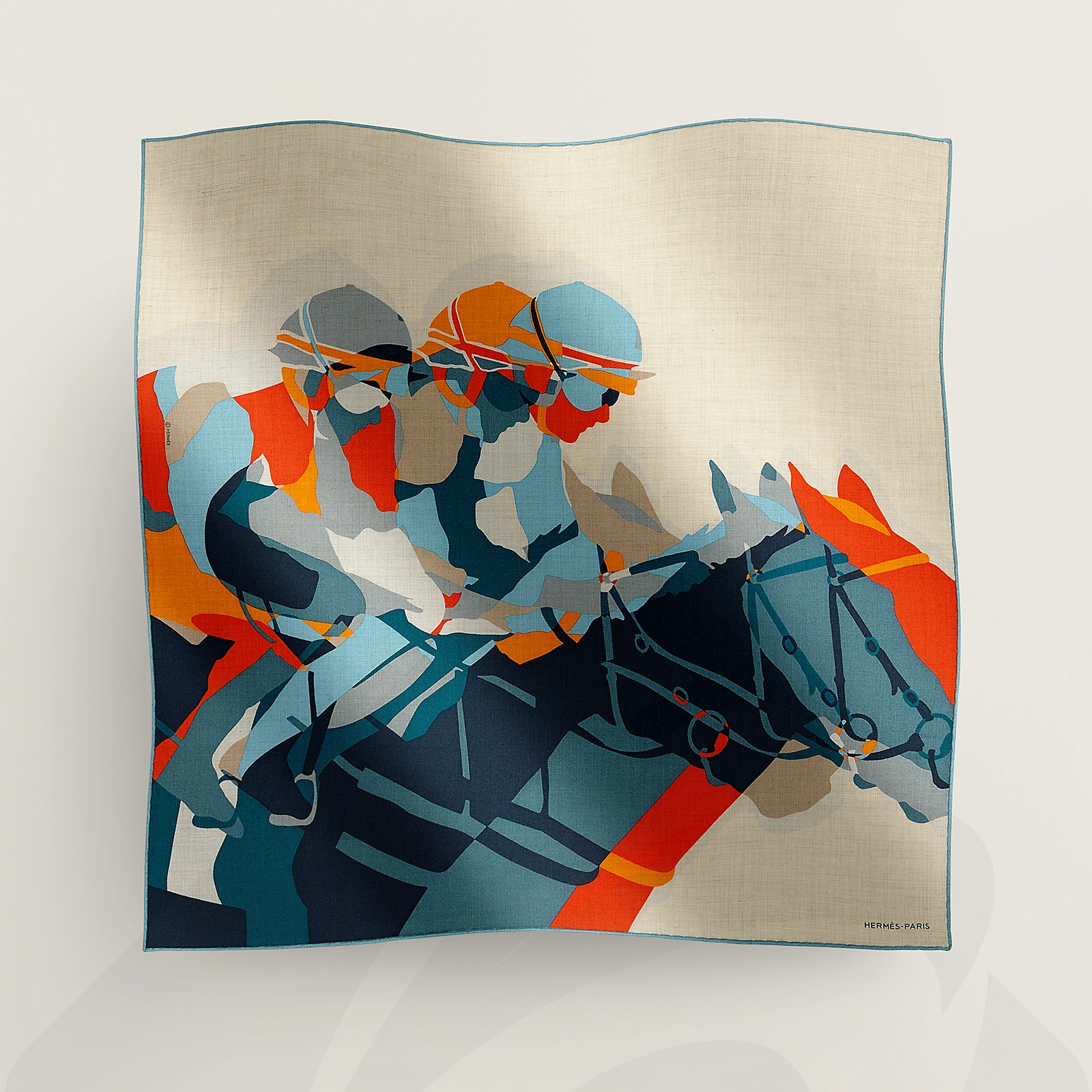 エルメス カレH 65 《コース・シネティック》 素材:カシミヤ 70% 絹 30% 色:・ナチュラル / マリン / オレンジ
・グレー / マリン / レッド
・シエル / ボルドー / グリーン
・ベージュ / アントラシト / グリーン