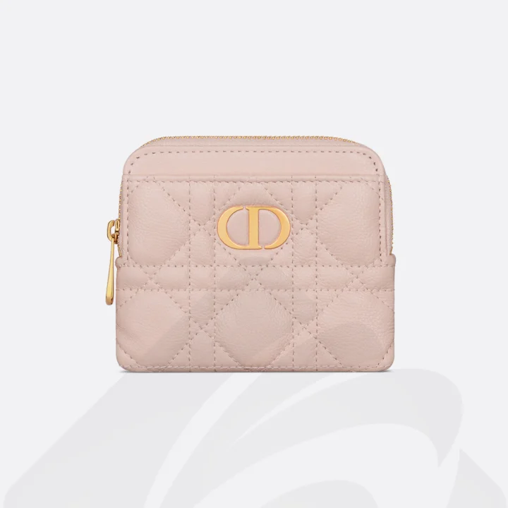 クリスチャン・ディオール Dior Caro Lavender ウォレット  素材:カナージュ カーフスキン 色:パウダーピンク/ペールブルー/パステルイエロー/ブラック/セレスティアルブルー