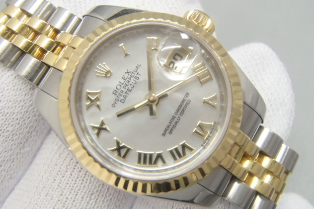 ROLEX ロレックス  デイトジャスト 179173NR M番 シェル文字盤 レディース腕時計