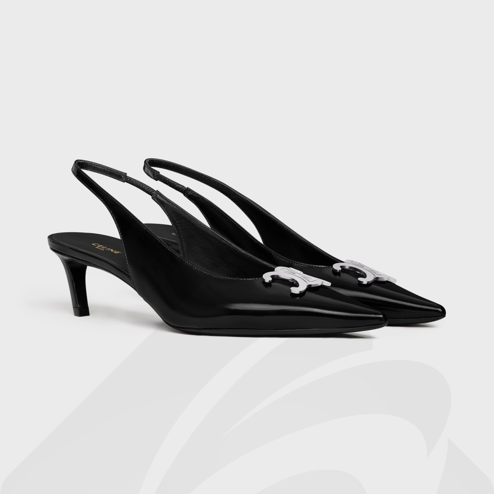 セリーヌ CELINE アルマ トリオンフ スリングバック 素材:グロッシーカーフスキン 色:・ブラック