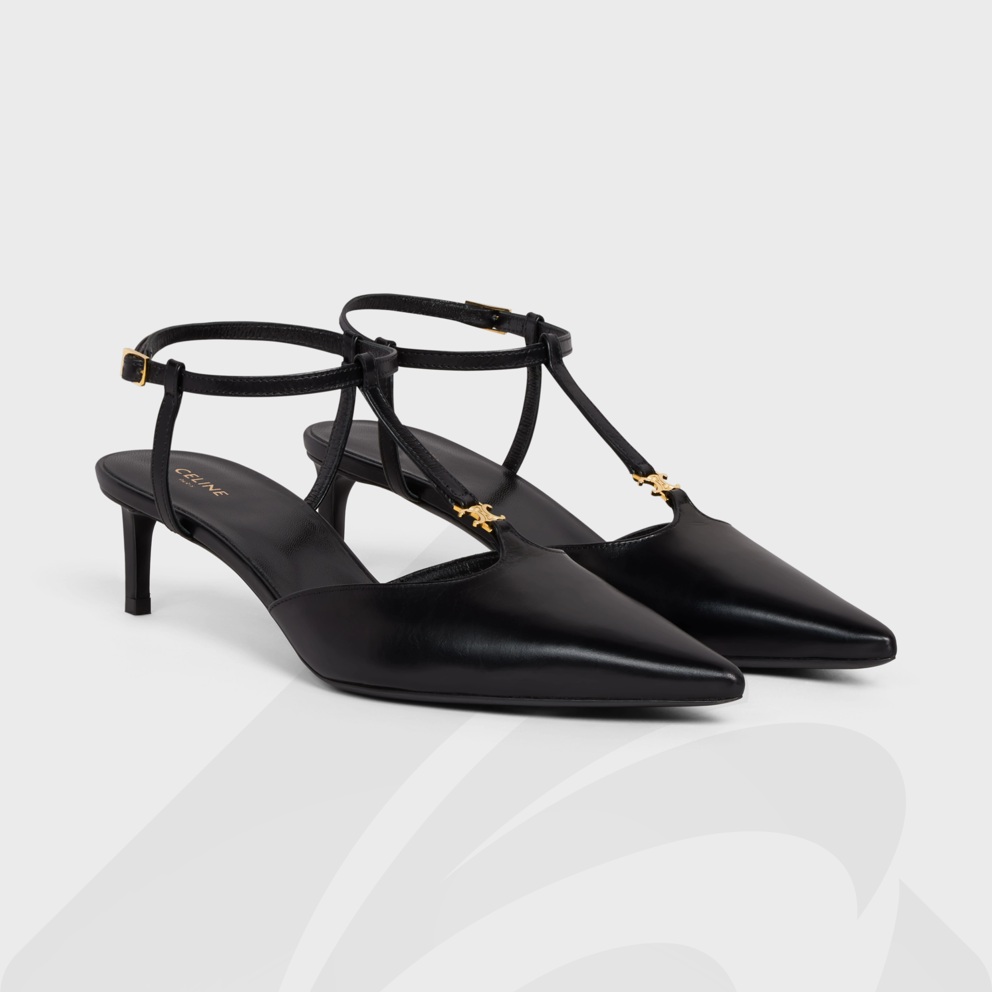 セリーヌ CELINE キトゥン Tバーストラップ パンプス 素材:カーフスキン 色:・ブラック