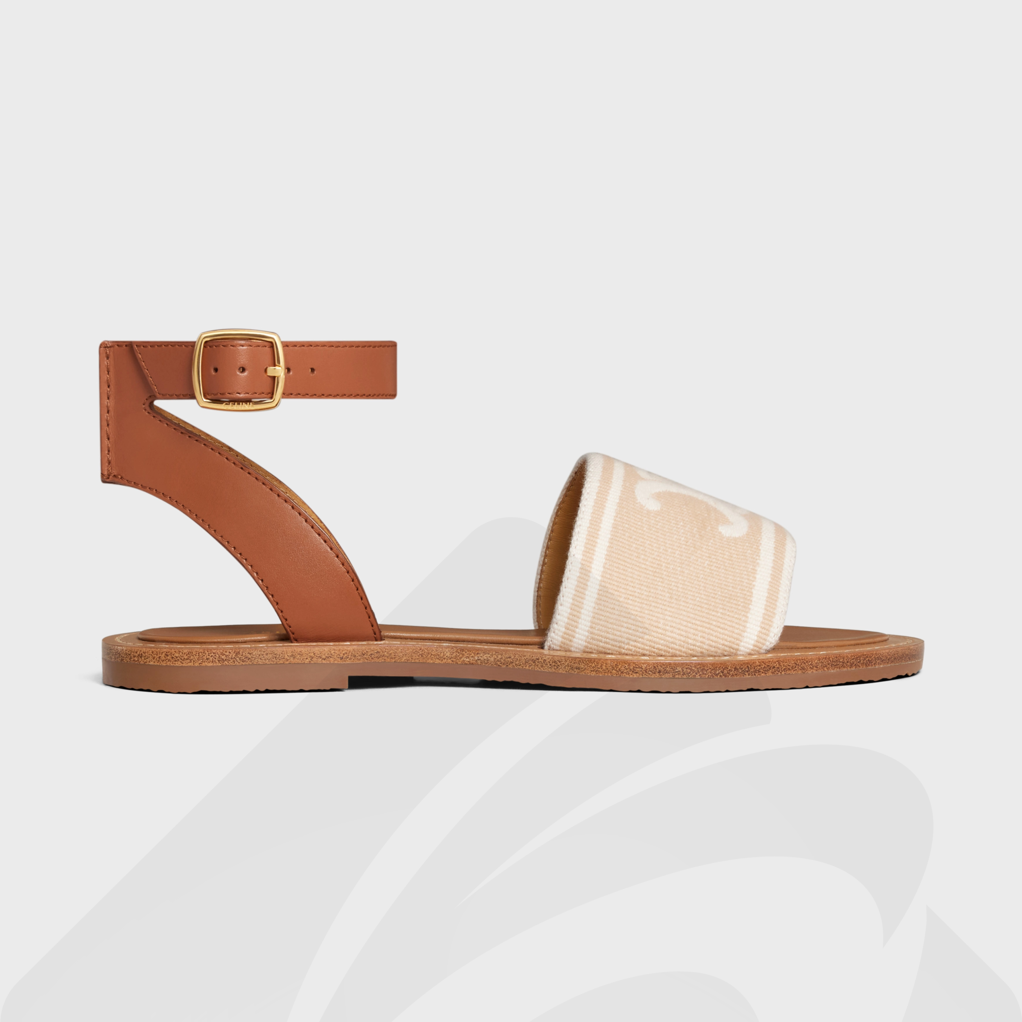 セリーヌ CELINE リンピア サンダル 素材:トリオンフ ジャカードキャンバス&カーフスキン 色:ベージュ / タン