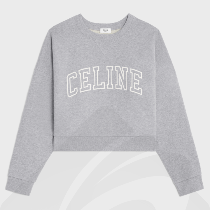 セリーヌ CELINE ルーズ スウェットシャツ   素材:コットンフリース 色:・グレー / オフホワイト