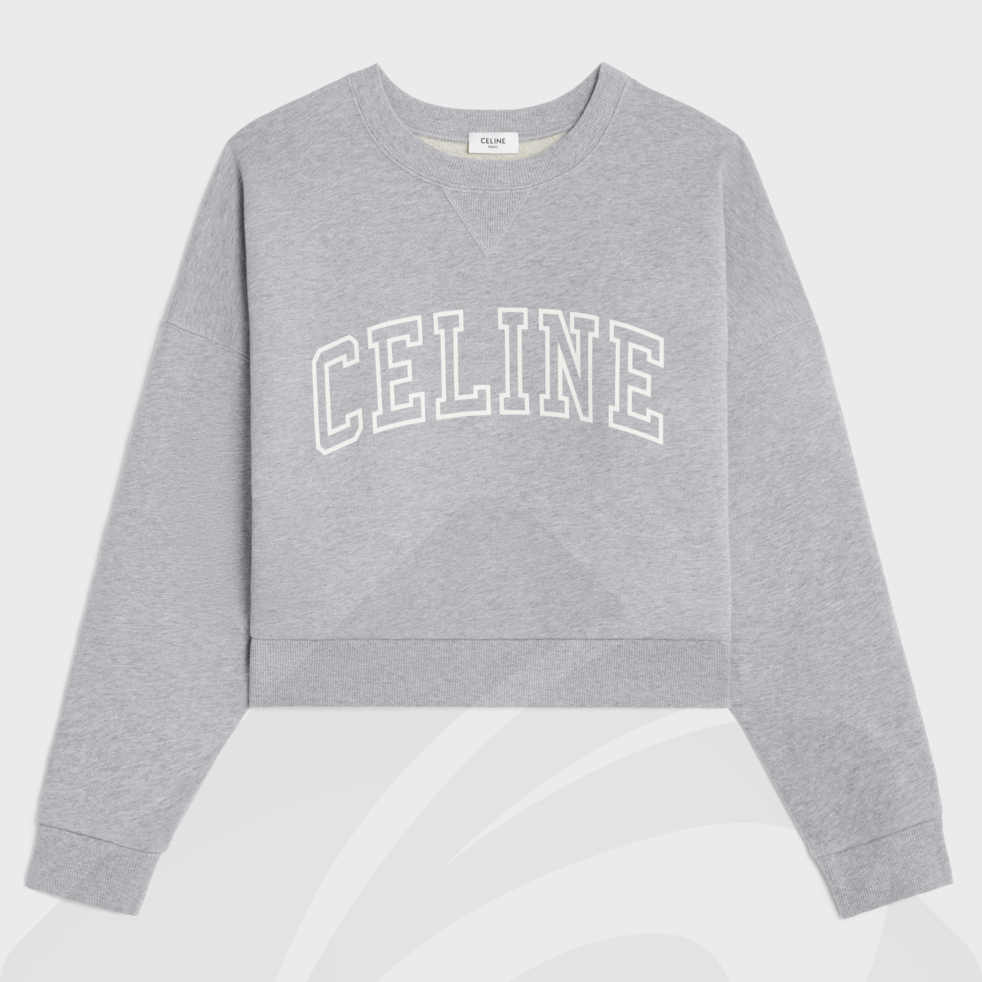 セリーヌ CELINE ルーズ スウェットシャツ   素材:コットンフリース 色:・グレー / オフホワイト