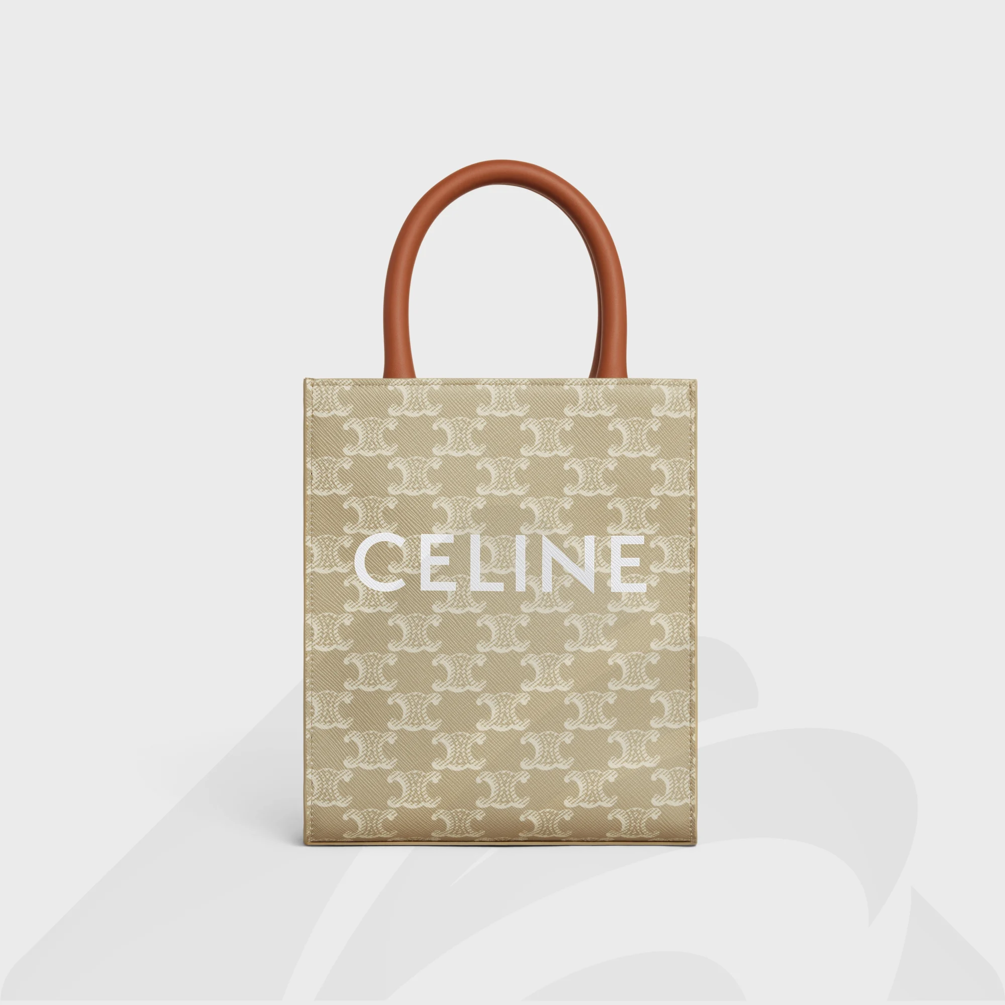 セリーヌ ミニ バーティカル カバ   素材:トリオンフキャンバス&カーフスキン 色:グレージュ