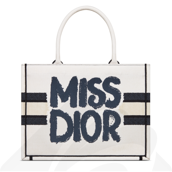 クリスチャン・ディオール Dior Book Tote バッグ ミディアム  素材:Miss Dior Graffiti エンブロイダリー 色:ホワイト/ベージュ/ブラック