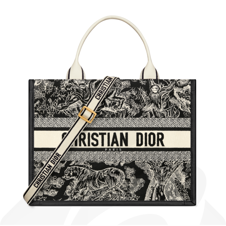 クリスチャン・ディオール Dior Book Tote バッグ ミディアム  素材:トワル ドゥ ジュイ リバース エンブロイダリー & カーフスキン 色:ブルー & エクリュ