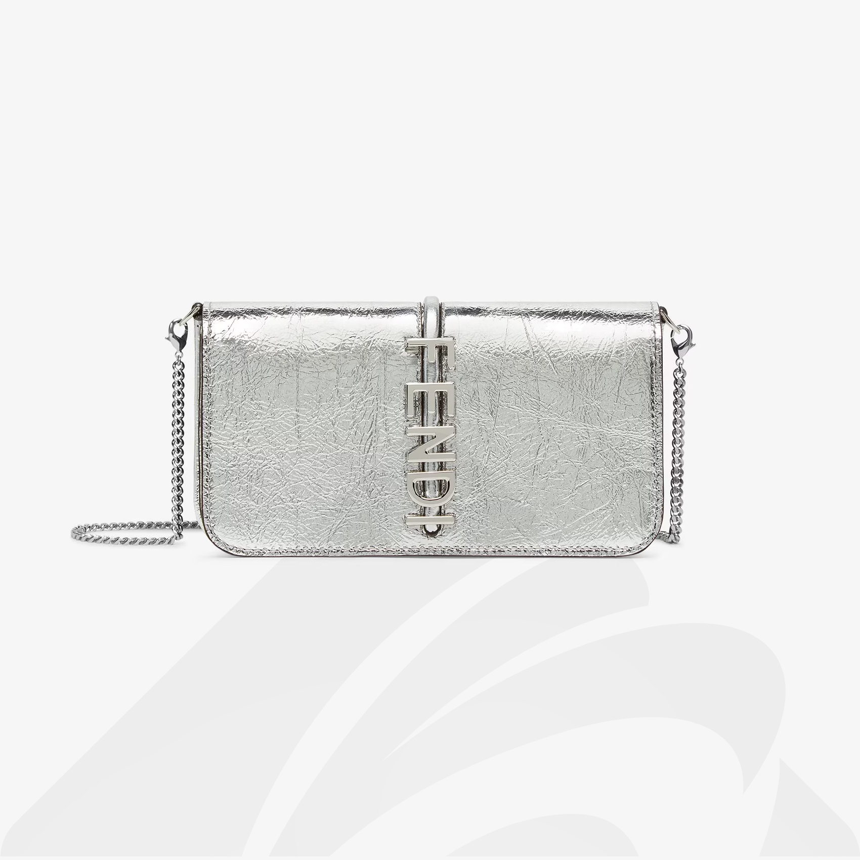 フェンディ フェンディグラフィ チェーンウォレット  素材:ラミネートレザー 色:シルバー