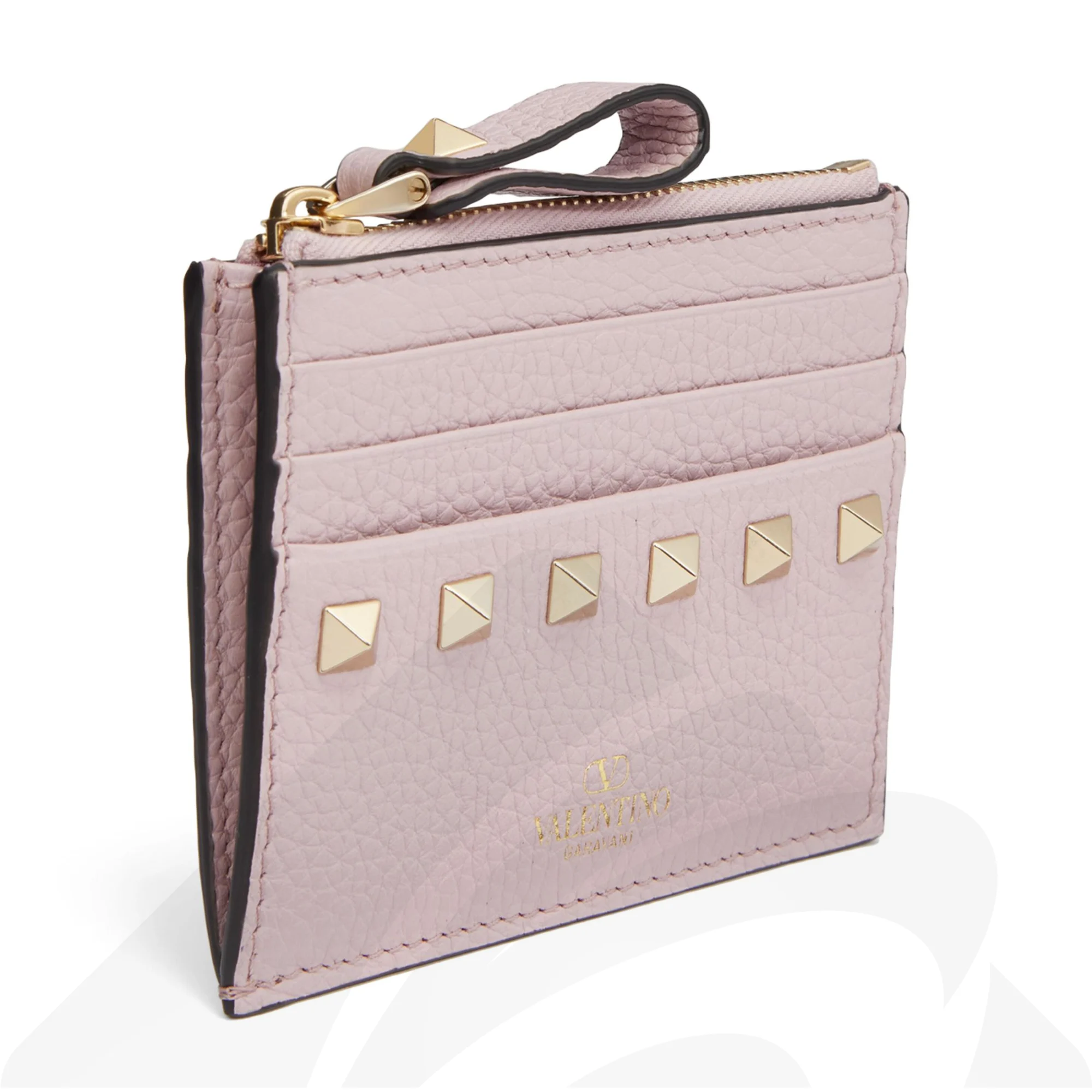 ヴァレンティノ ロックスタッズ カーフスキン カードホルダー 素材:-- 色:ローズクオーツ
(薄ピンク)