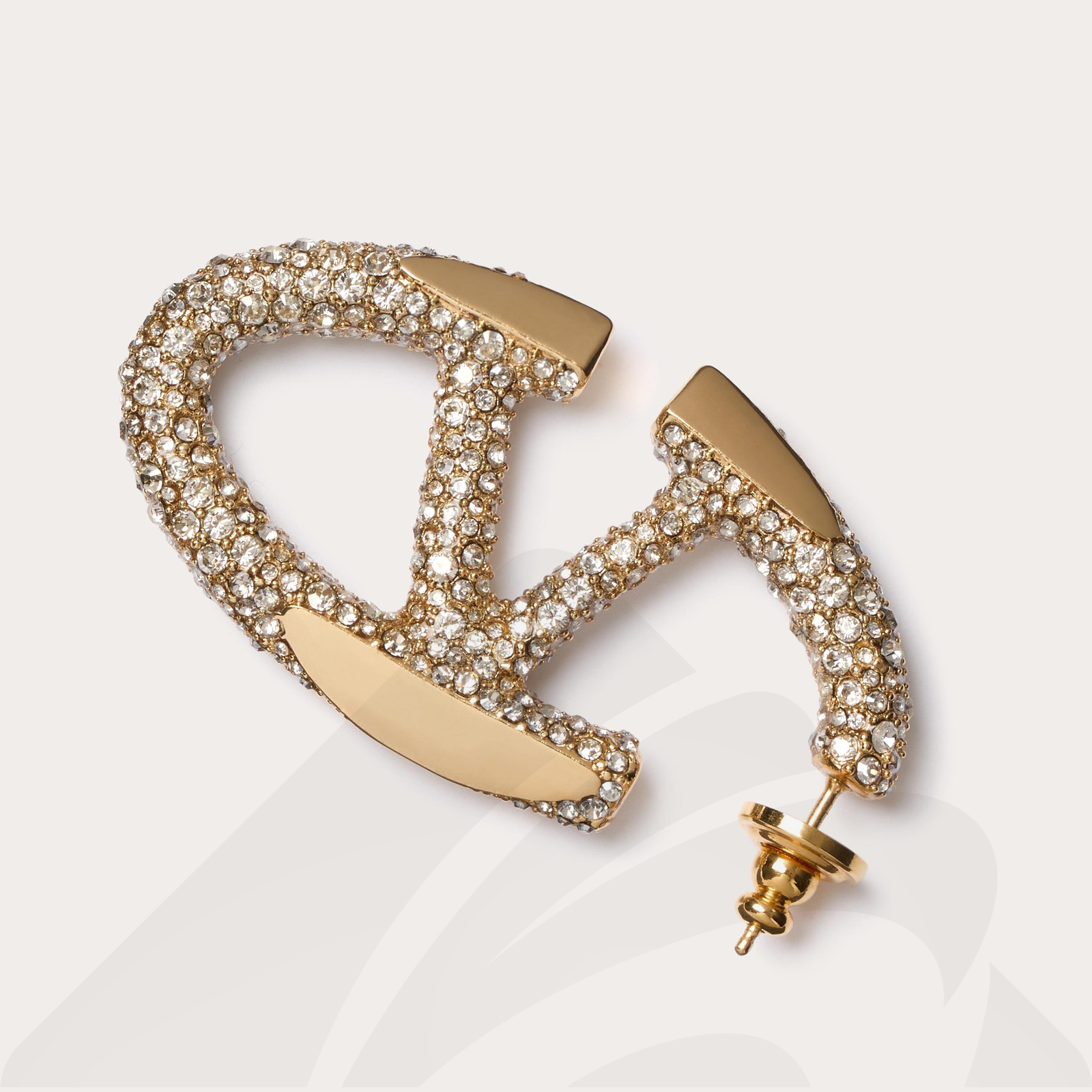 ヴァレンティノ Vロゴ ボールドエディション メタル X スワロフスキー® クリスタル ピアス 素材: 色:ゴールド