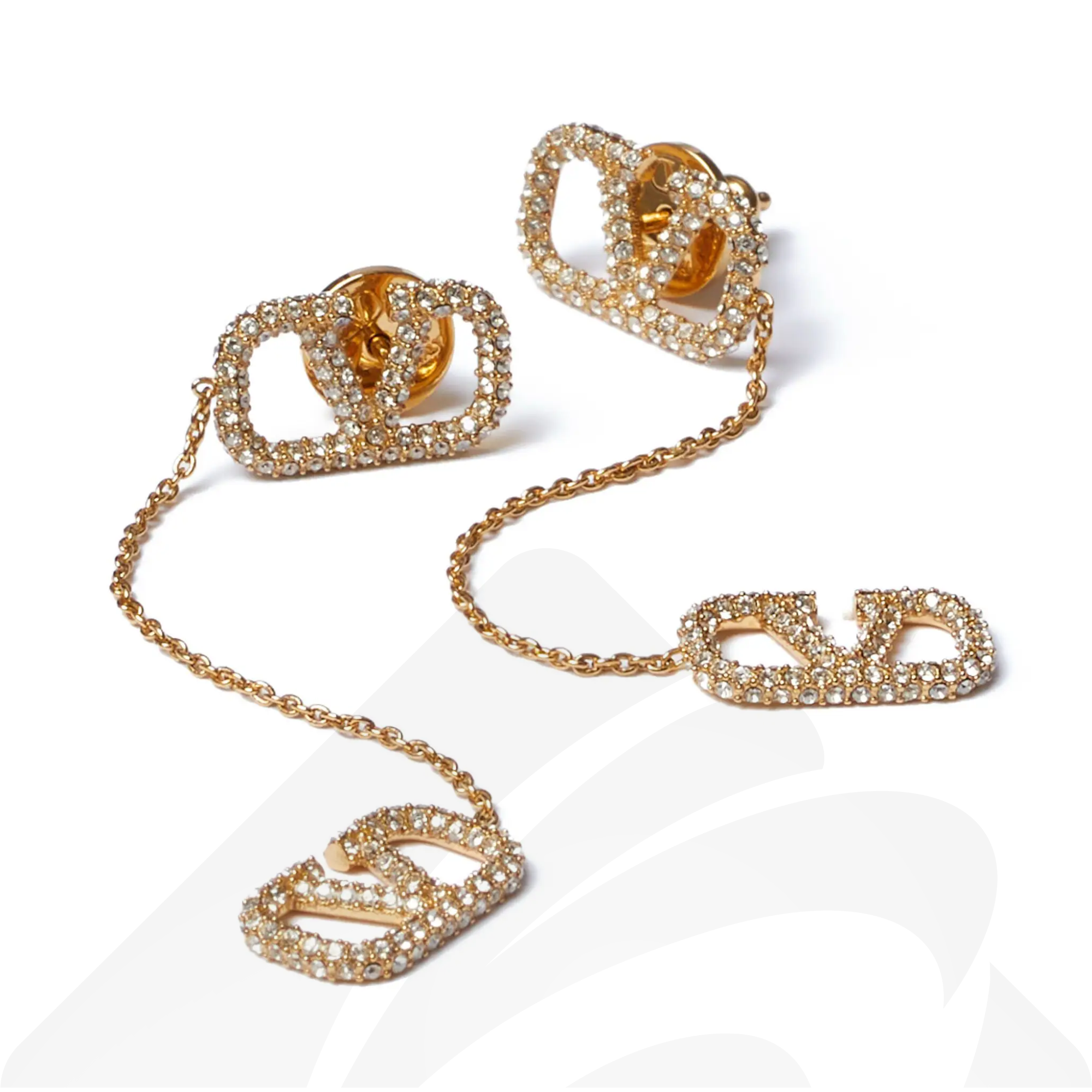 ヴァレンティノ Vロゴ シグネチャー メタル X スワロフスキー® クリスタル ピアス 素材: 色:ゴールド