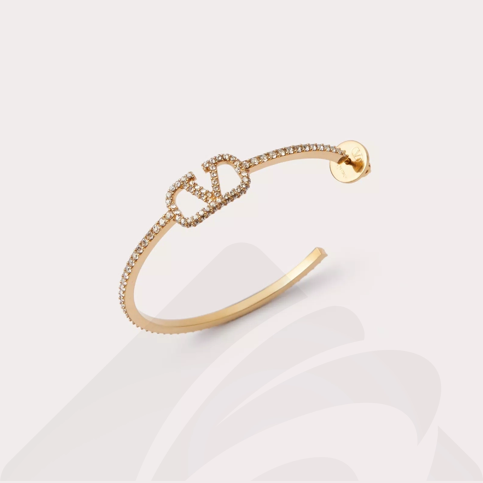 ヴァレンティノ Vロゴ シグネチャー メタル X スワロフスキー® クリスタル ピアス 素材: 色:ルテニウム/クリスタル