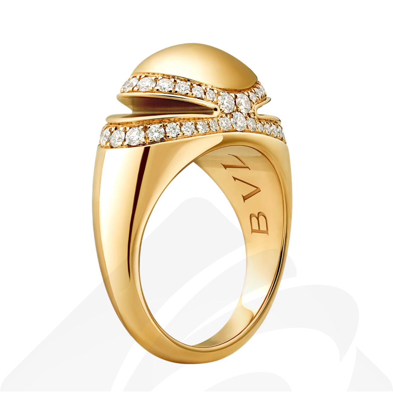 バレンシアガ ブルガリ カボション リング  素材:18Kイエローゴールド、ダイヤモンド 色:イエローゴールド