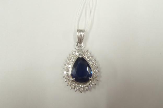 Pt900 Sapphire 2.85ct Diamond 0.78ct Pendant Top 7.2g