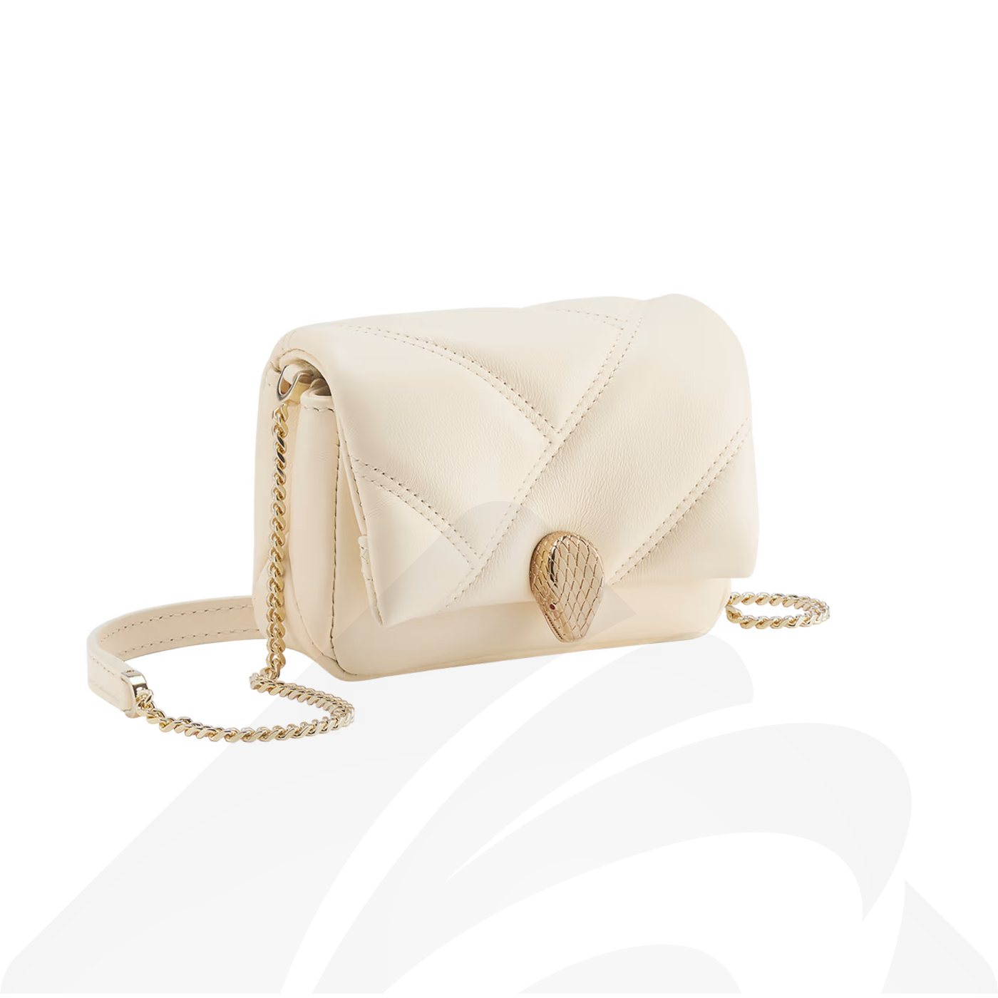 バレンシアガ セルペンティ カボション マイクロバッグ 素材:カーフレザー 色:アイボリー/シルバー/グリーン