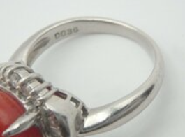 赤珊瑚リング  プラチナ900 約10.8g 丸玉11.1㎜ ダイヤ0.36ct