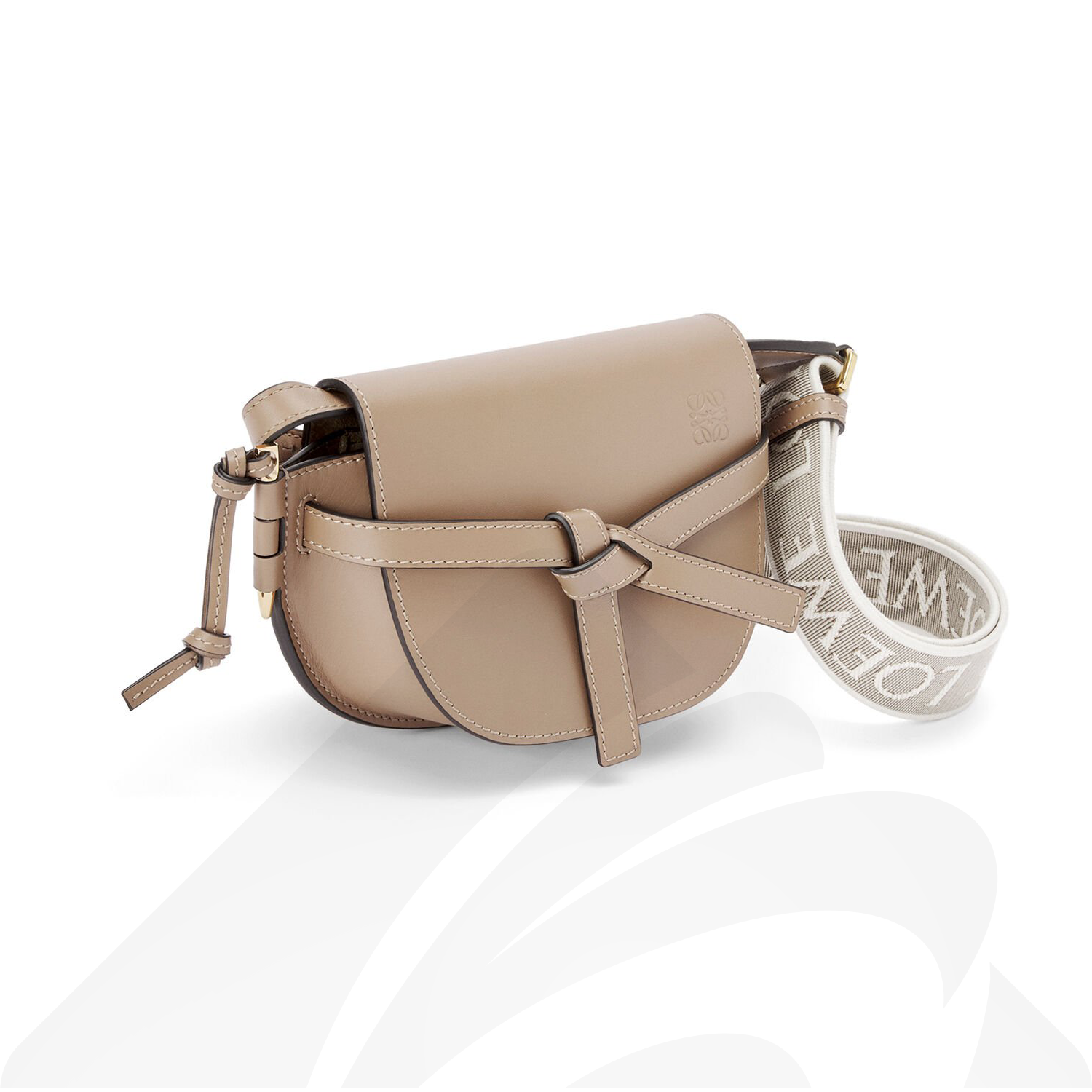 ロエベ ゲートデュアル バッグ ミニ  素材:ソフトカーフ/ジャカード 色:サンド