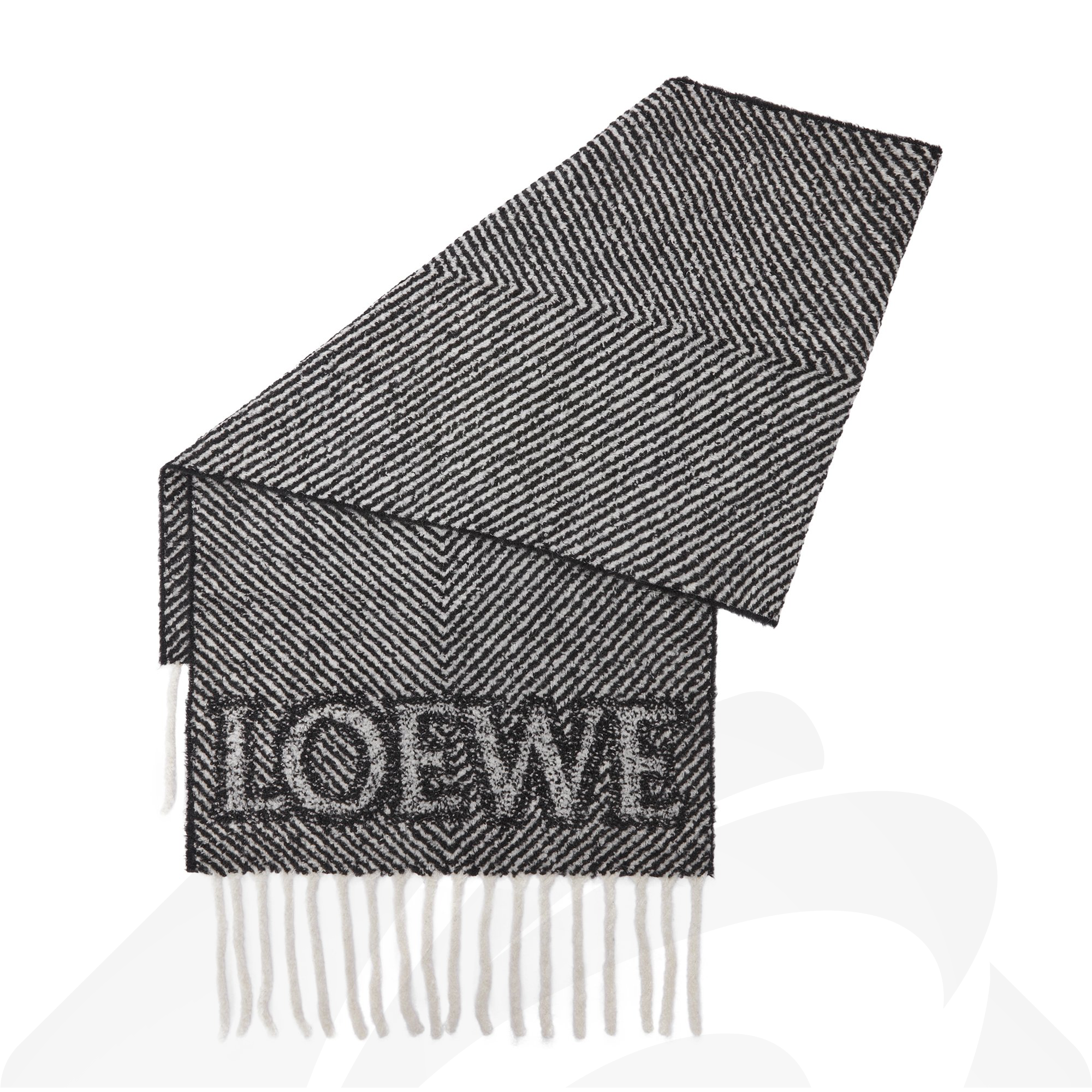 ロエベ LOEWEスカーフ  素材:アルパカ/ウール 色:ブラック/ホワイト