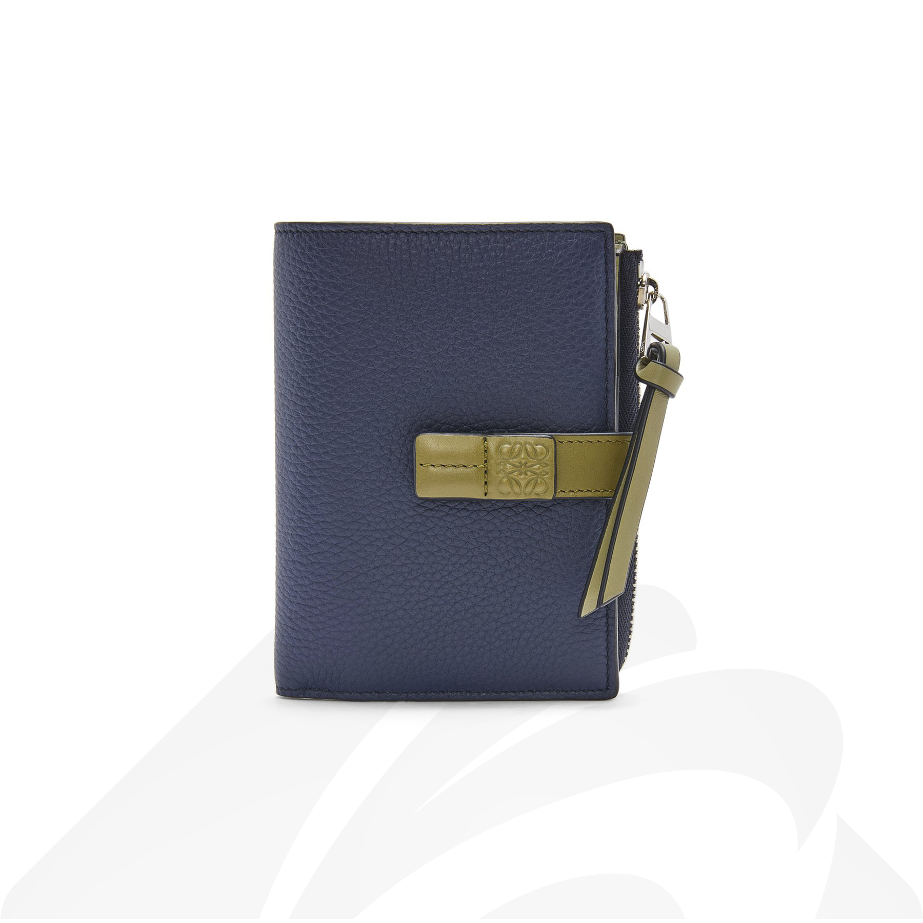 ロエベ スリムジップ バイフォールド ウォレット  素材:ソフトグレインカーフレザー 色:アビスブルー/オリーブ