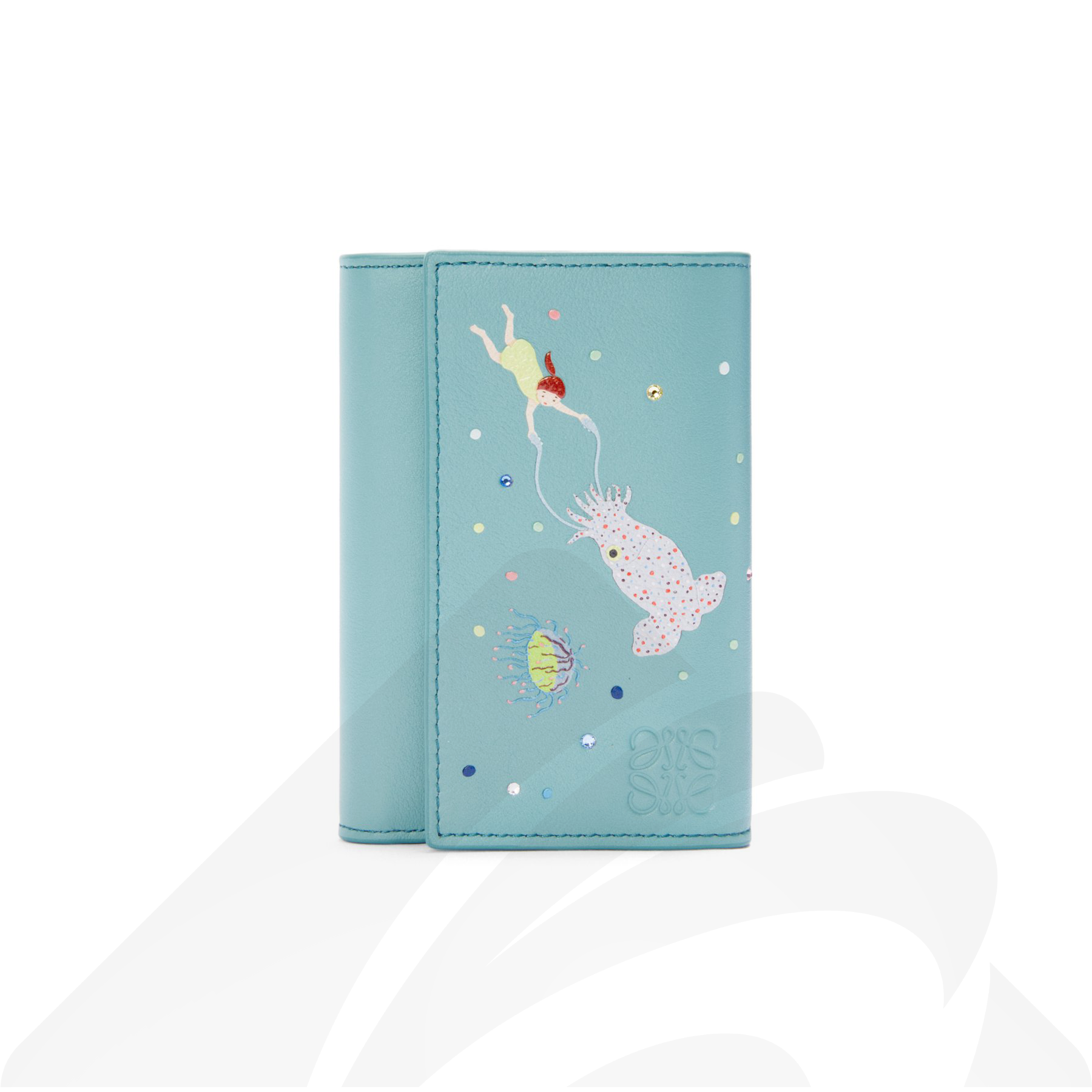 ロエベ イカ バーティカル ウォレット スモール  素材:ナパカーフレザー 色:ウォーター