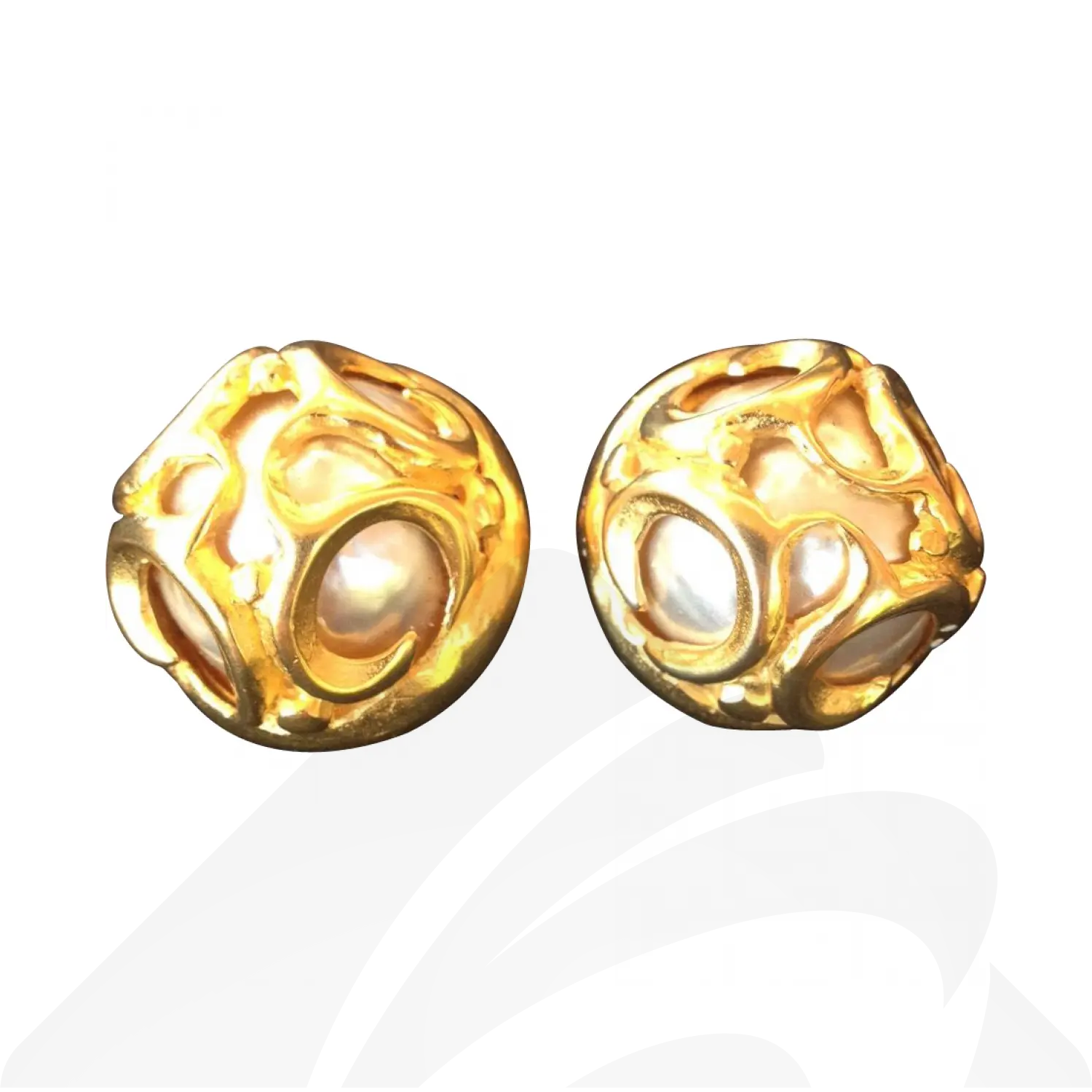 フェラガモ ヴィンテージ ピアス  素材:クリスタル/真鍮 色:ゴールド