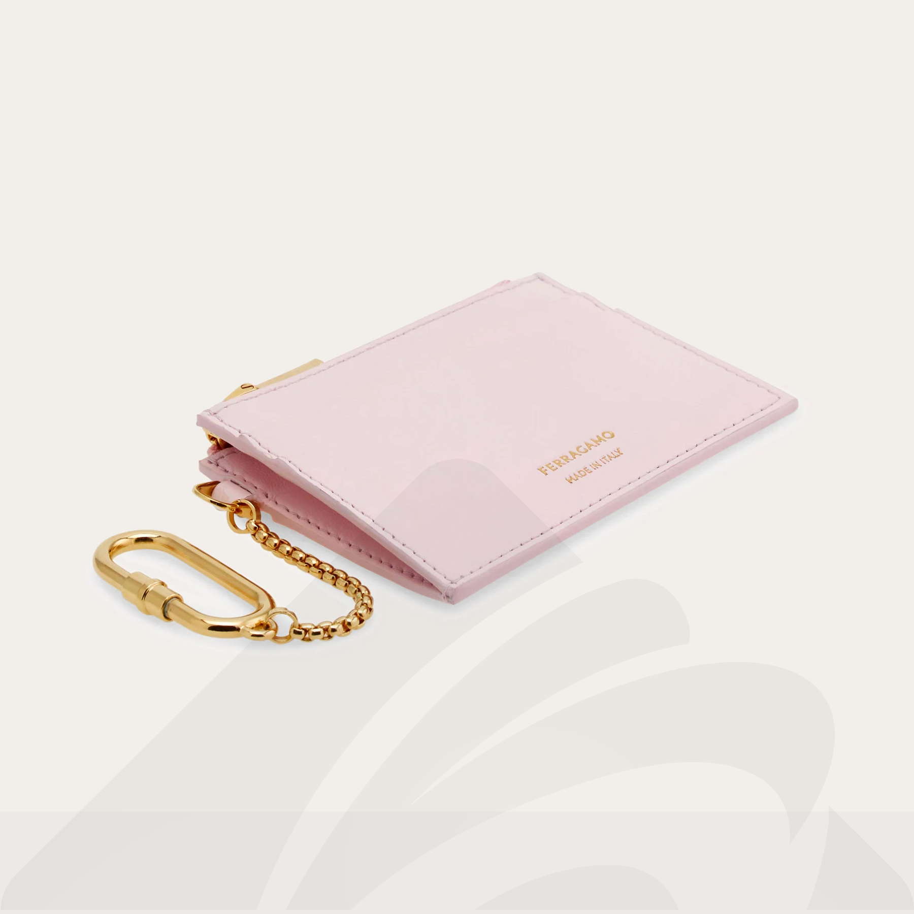 フェラガモ キーチェーン付きカードケース  素材:カーフ 色:ピンク