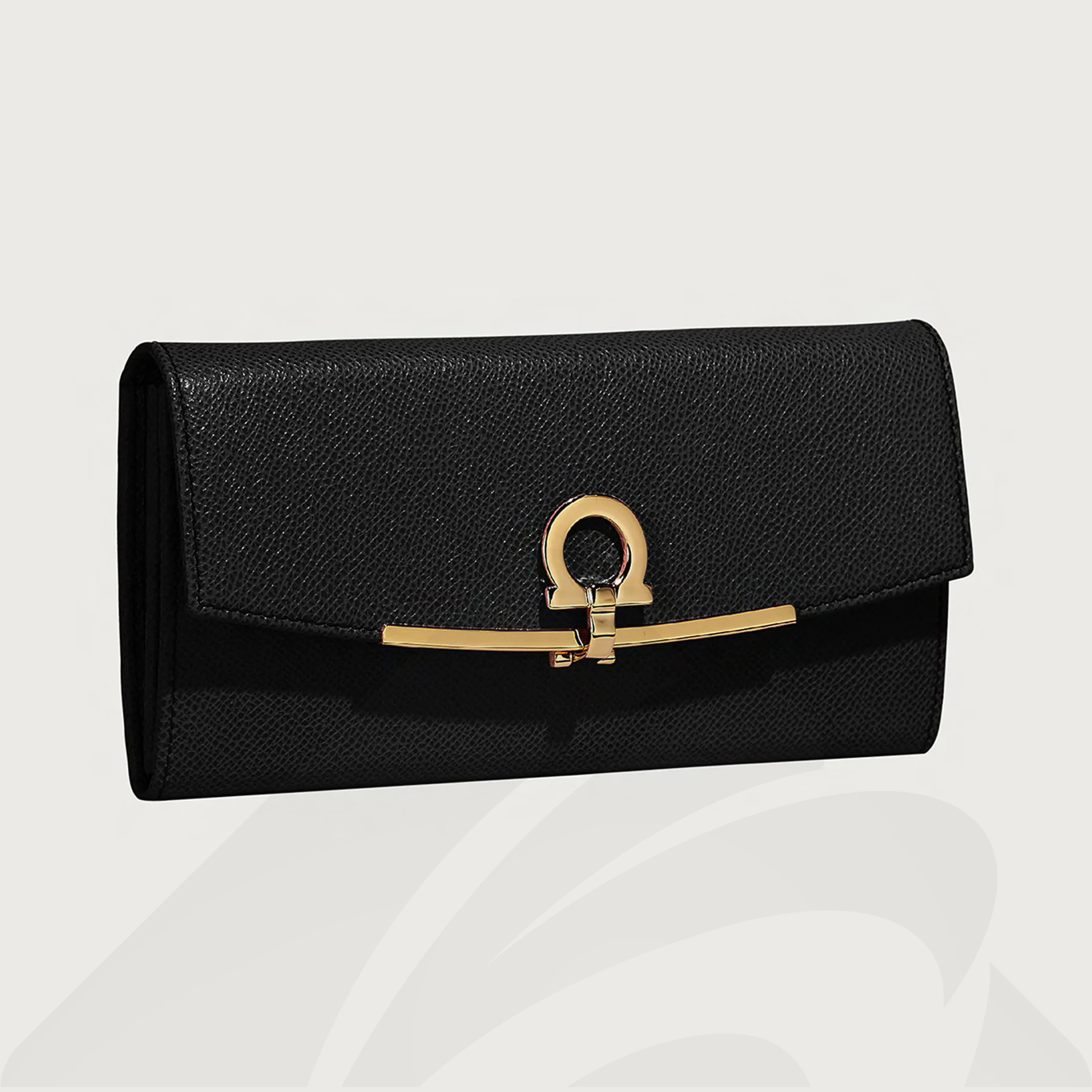 フェラガモ ガンチーニ 長財布  素材:カーフ 色:ブラック