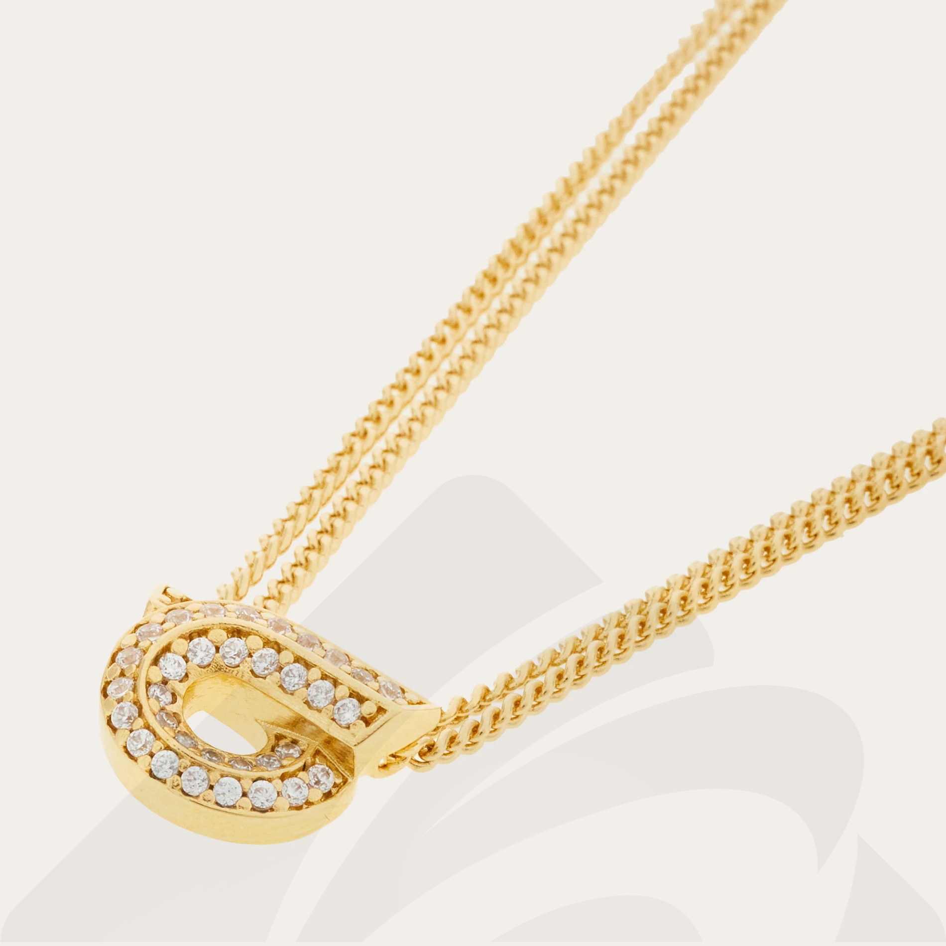 フェラガモ ガンチーニ ネックレス  素材:真鍮/クリスタル 色:ゴールド